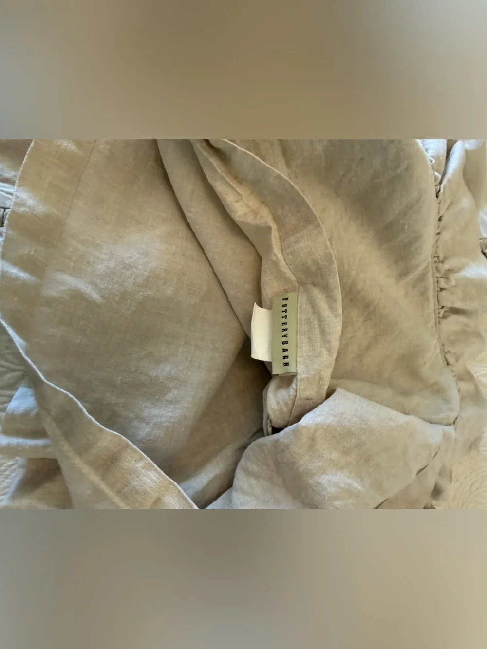 Pottery Barn Ruffled Euro Pillow Shams - Cream Linen
